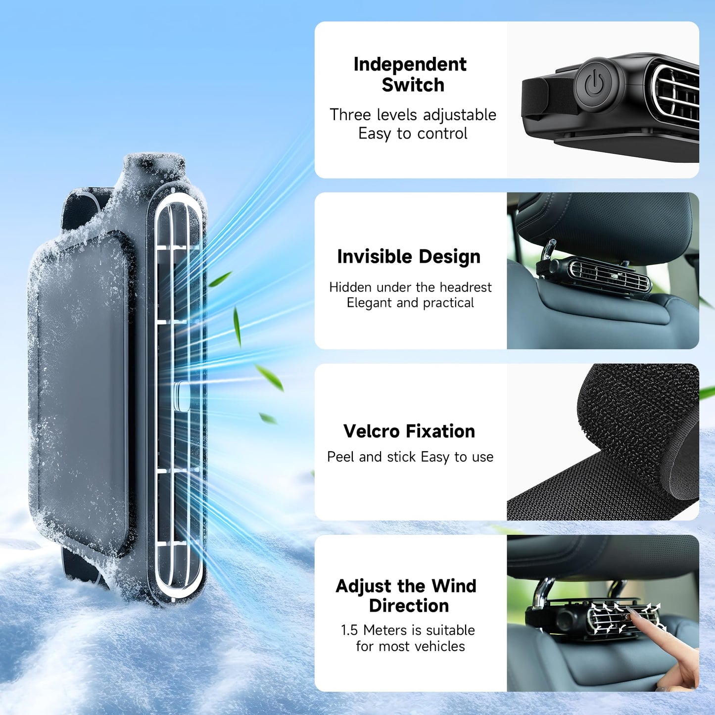 Portable Vehicle Invisible Car Seat Cooling Fan
