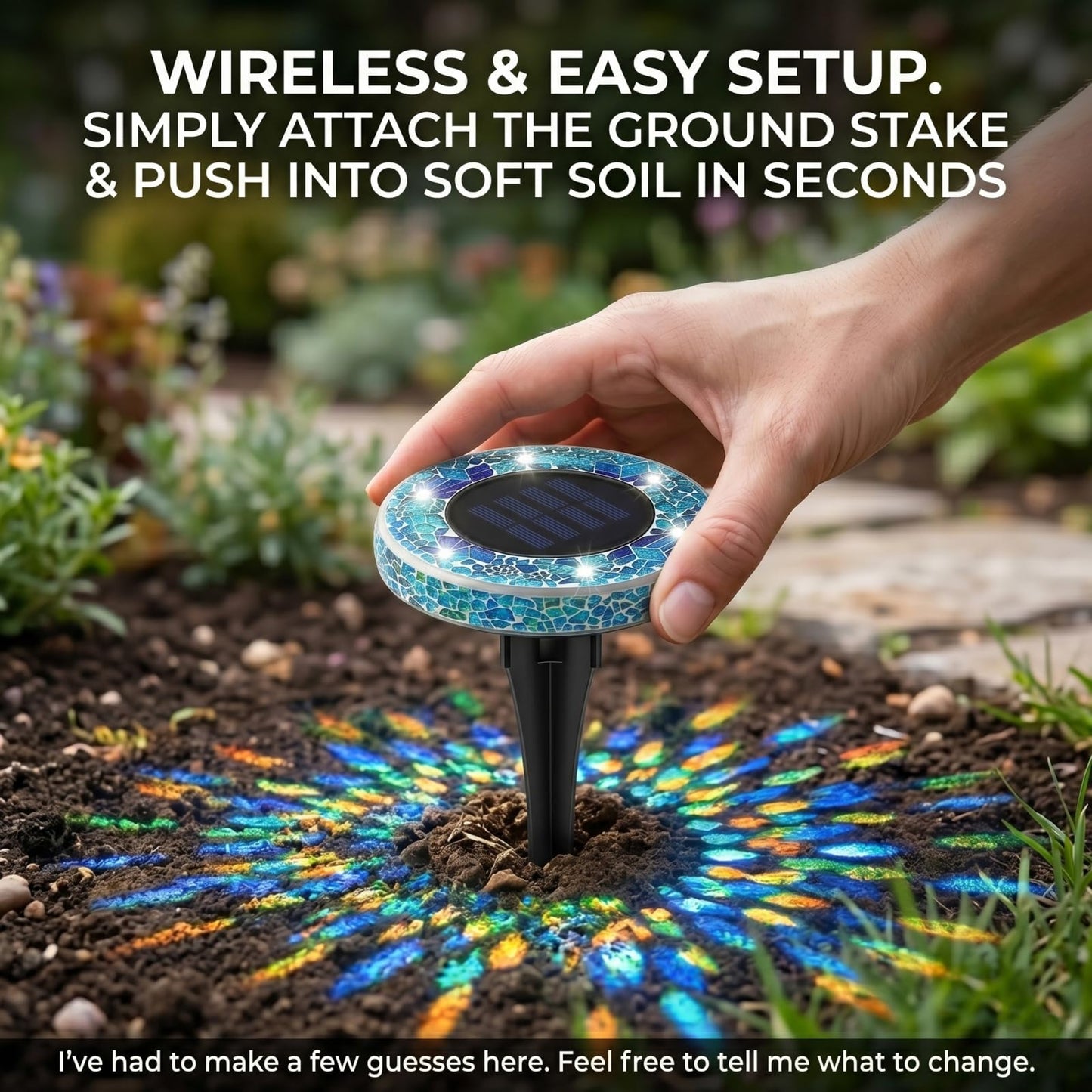 Waterproof Outdoor Glass LED Mosaic Solar Disk Light