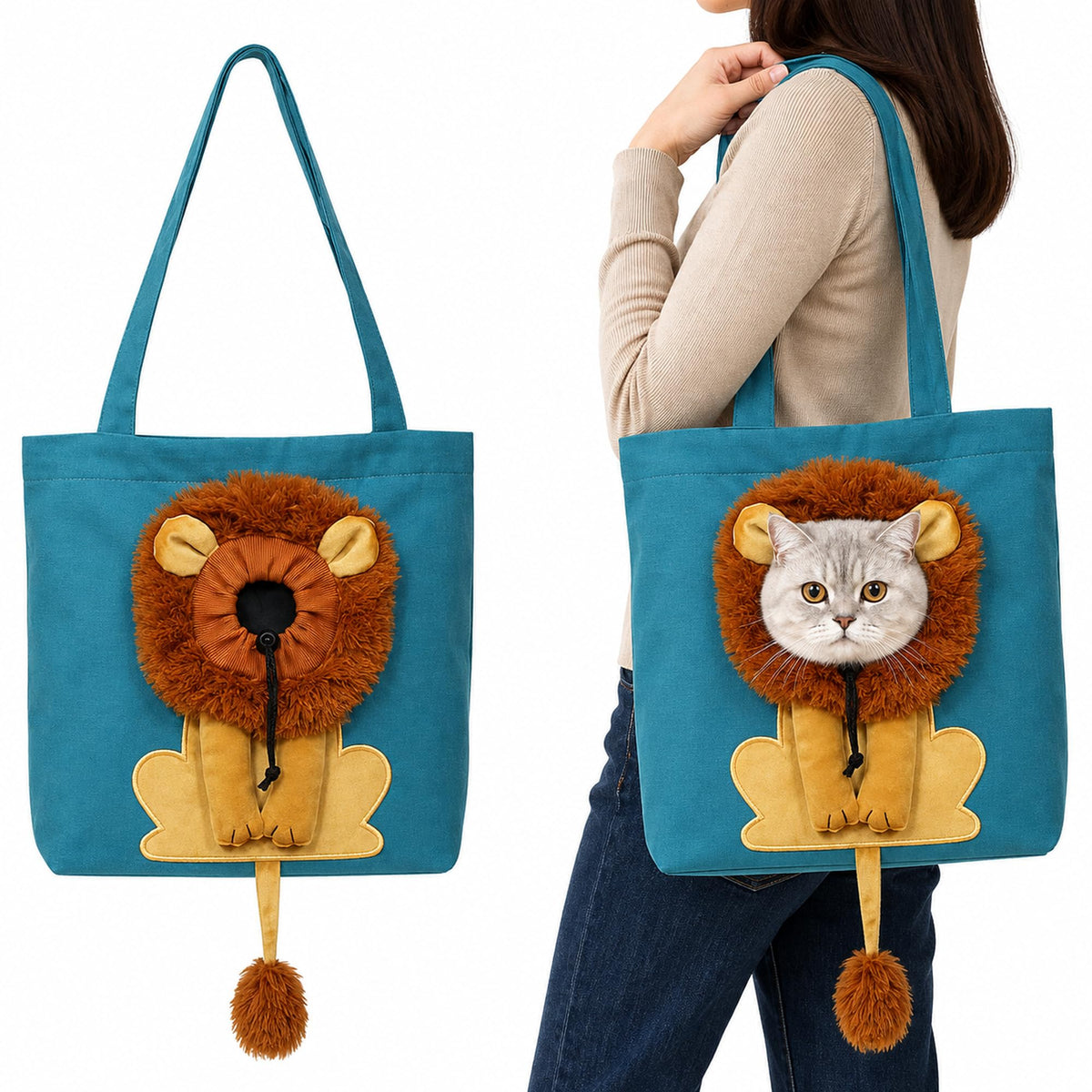 Lion Costume Portable Pet Canvas Carrier Shoulder Bag