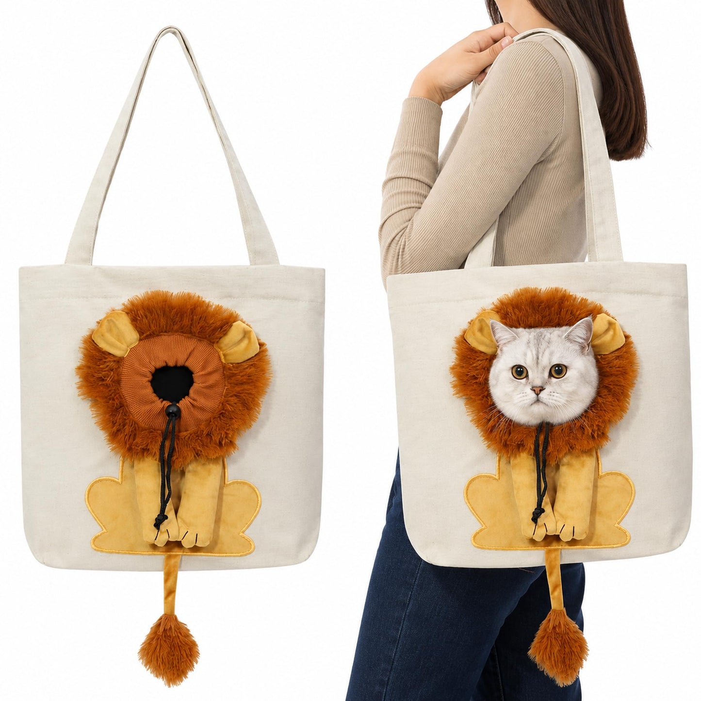 Lion Costume Portable Pet Canvas Carrier Shoulder Bag