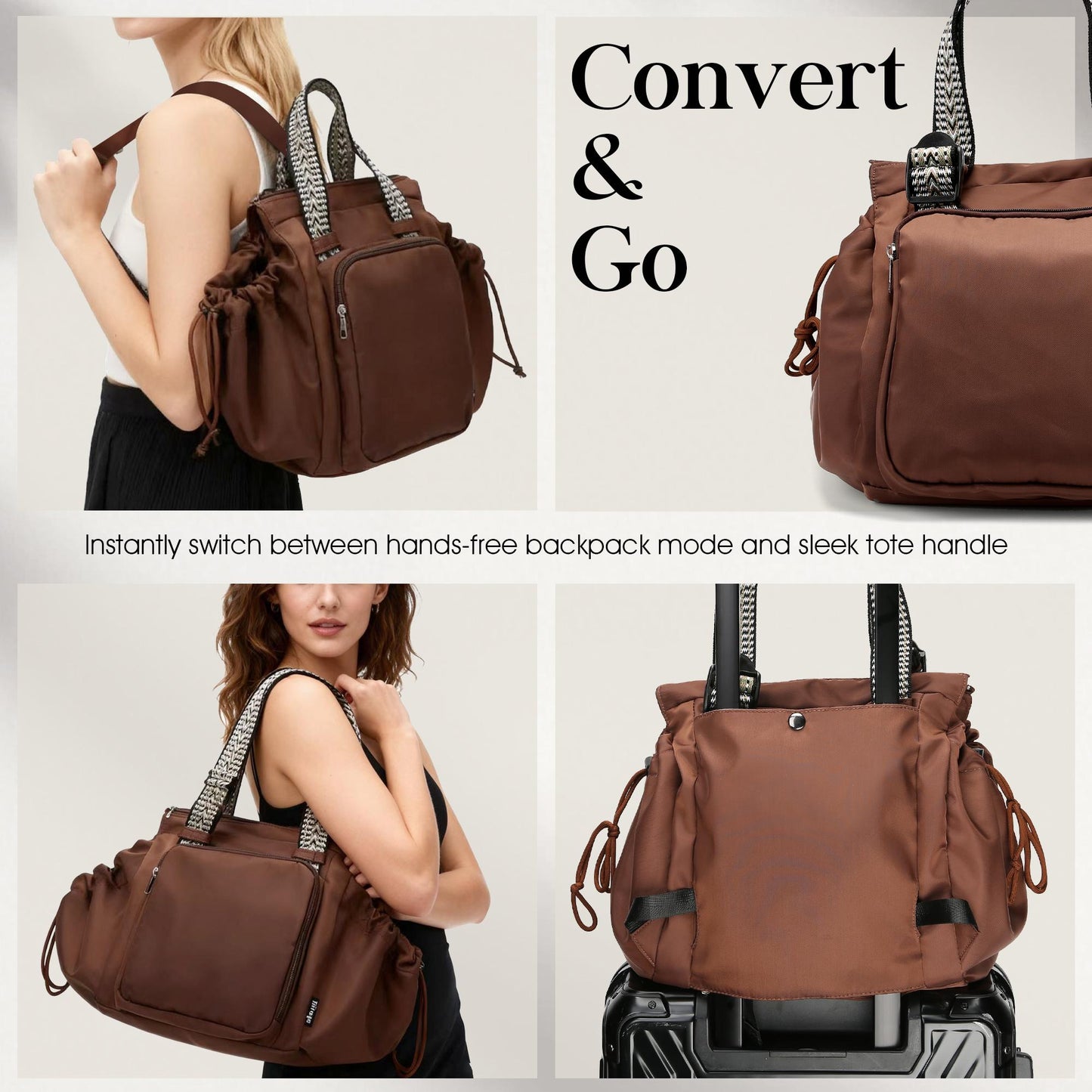 Large Expandable Convertible Travel Tote Bag