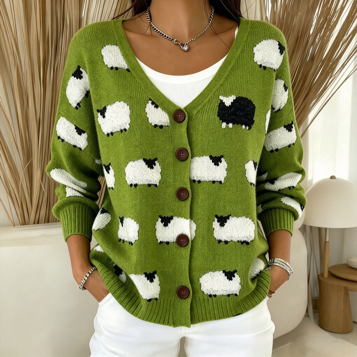 Comfortable Button-up Faux-knit Cardigan