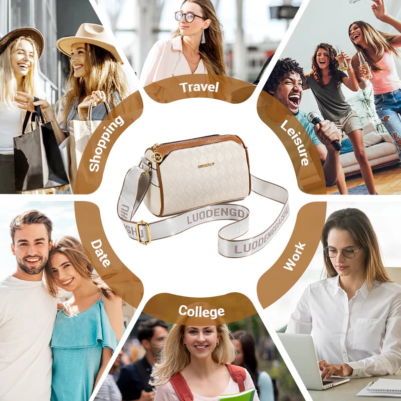 Fashion Diamond Pattern Large Capacity 3-Layer Crossbody Bag💕