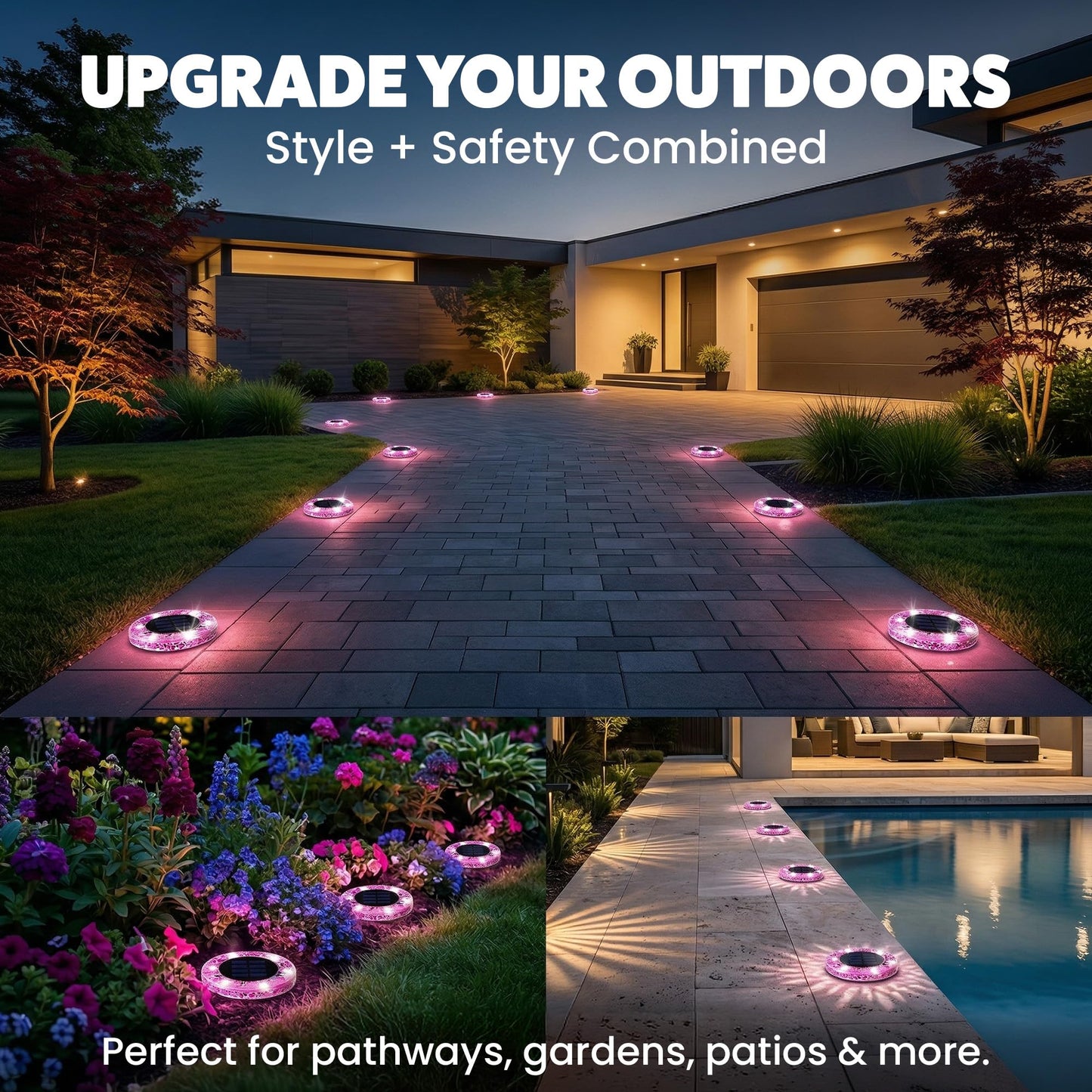 Waterproof Outdoor Glass LED Mosaic Solar Disk Light