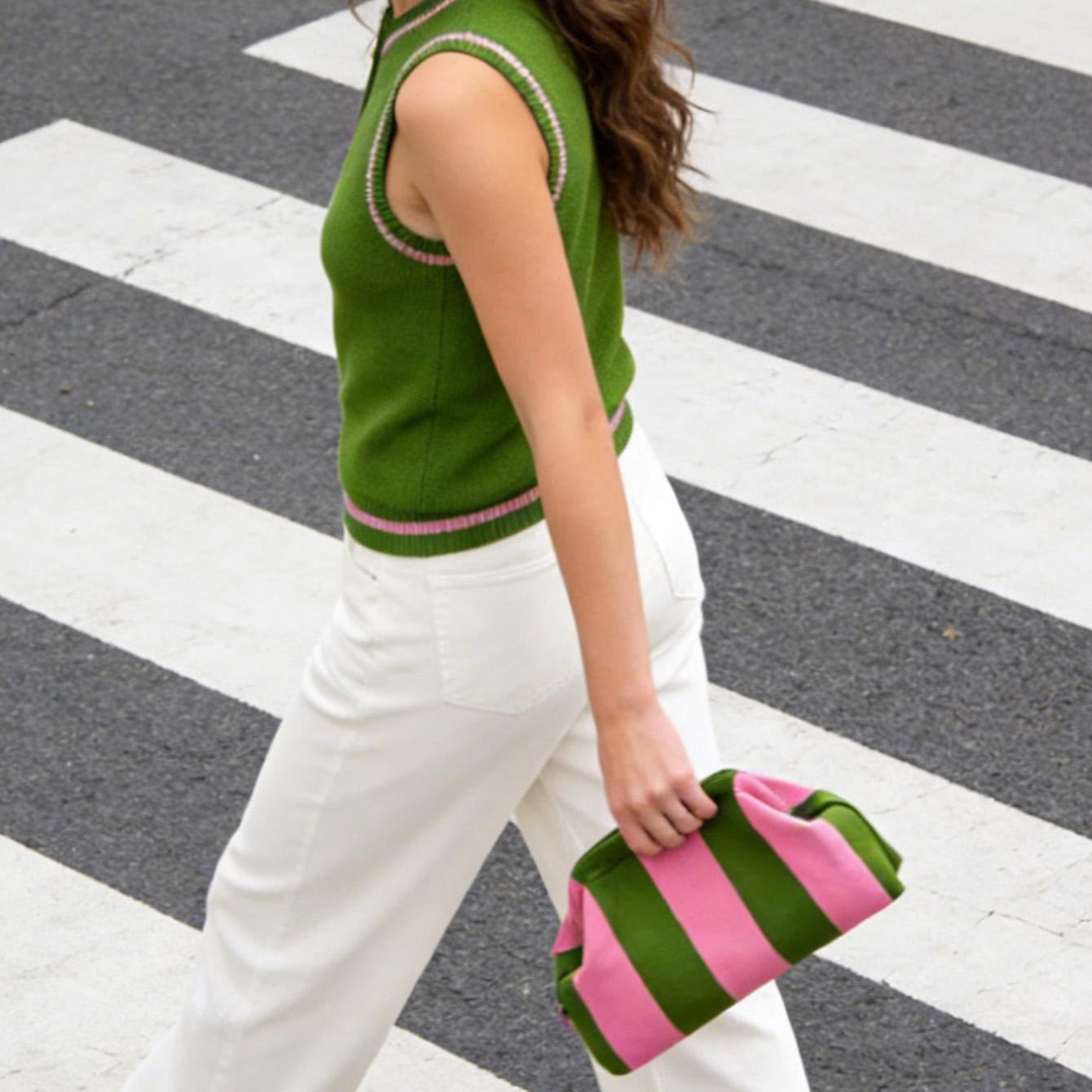 Women‘s Striped Diamond Dot Cloud Handbag
