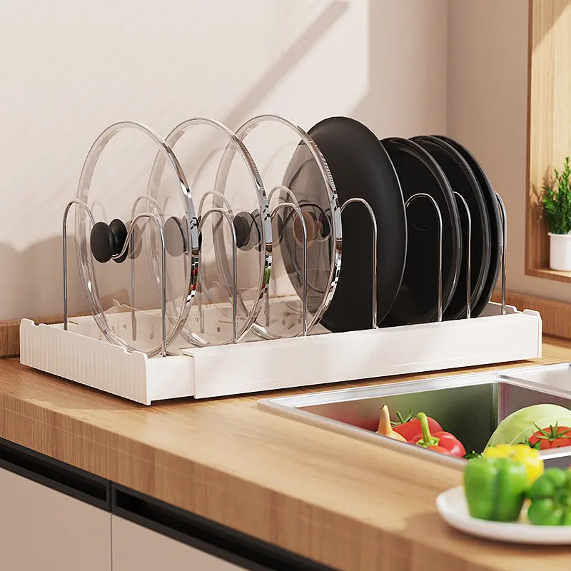 Pot Lids Organizer Rack for Cabinet and Countertop