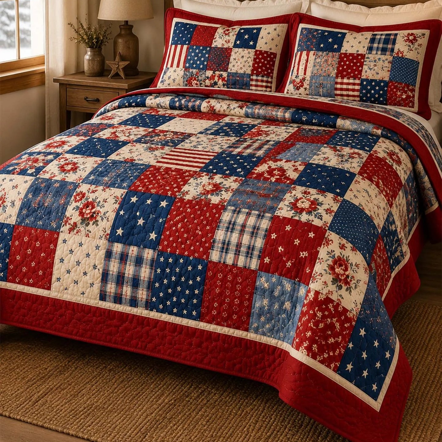 American Heritage Patriotic Quilted Bedding Set