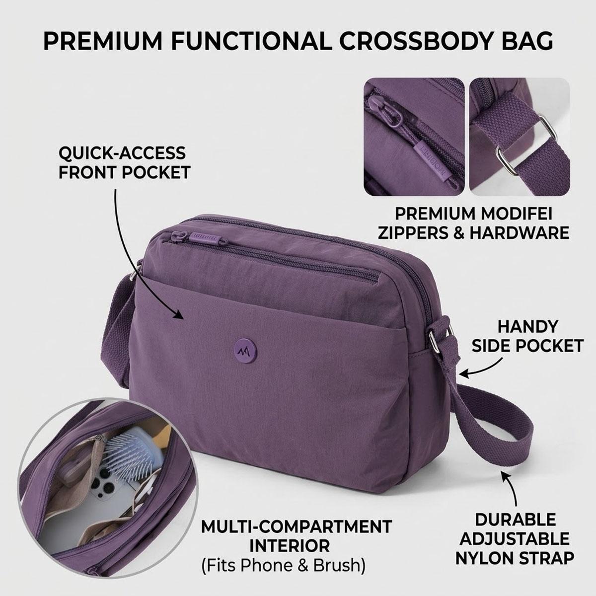 Women's Lightweight Water-Repellent Crossbody Sling Bag
