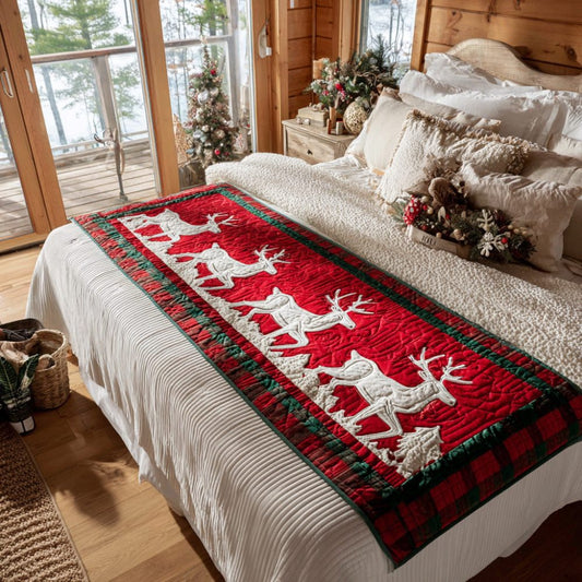 Alpine Reindeer Quilted Bed Runner
