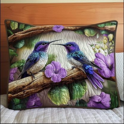 Amethyst Lovebirds Quilted Pillowcase