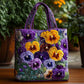 Elegant Pansy Handmade Tote Bag