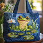Frog and Lotus Series Handmade Tote Bag