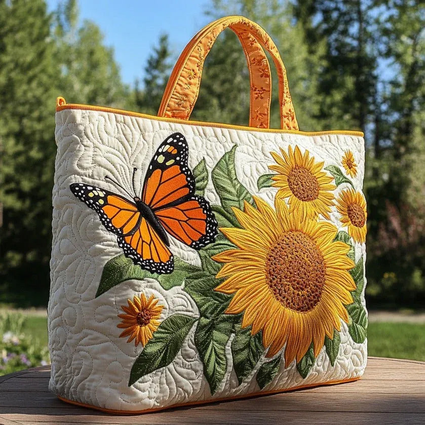 Monarch And SunflowersHandmade Tote Bag