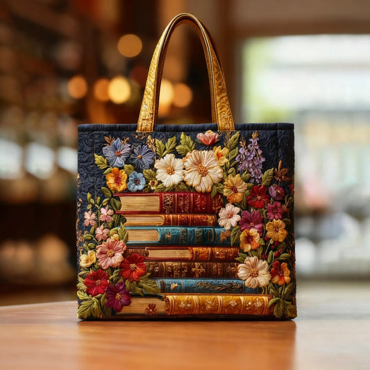 Blooming Pages Handmade Tote Bag