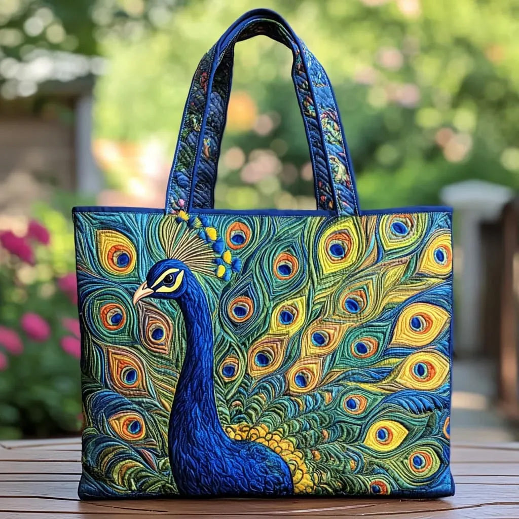 Royal Peacock Handmade Tote Bag