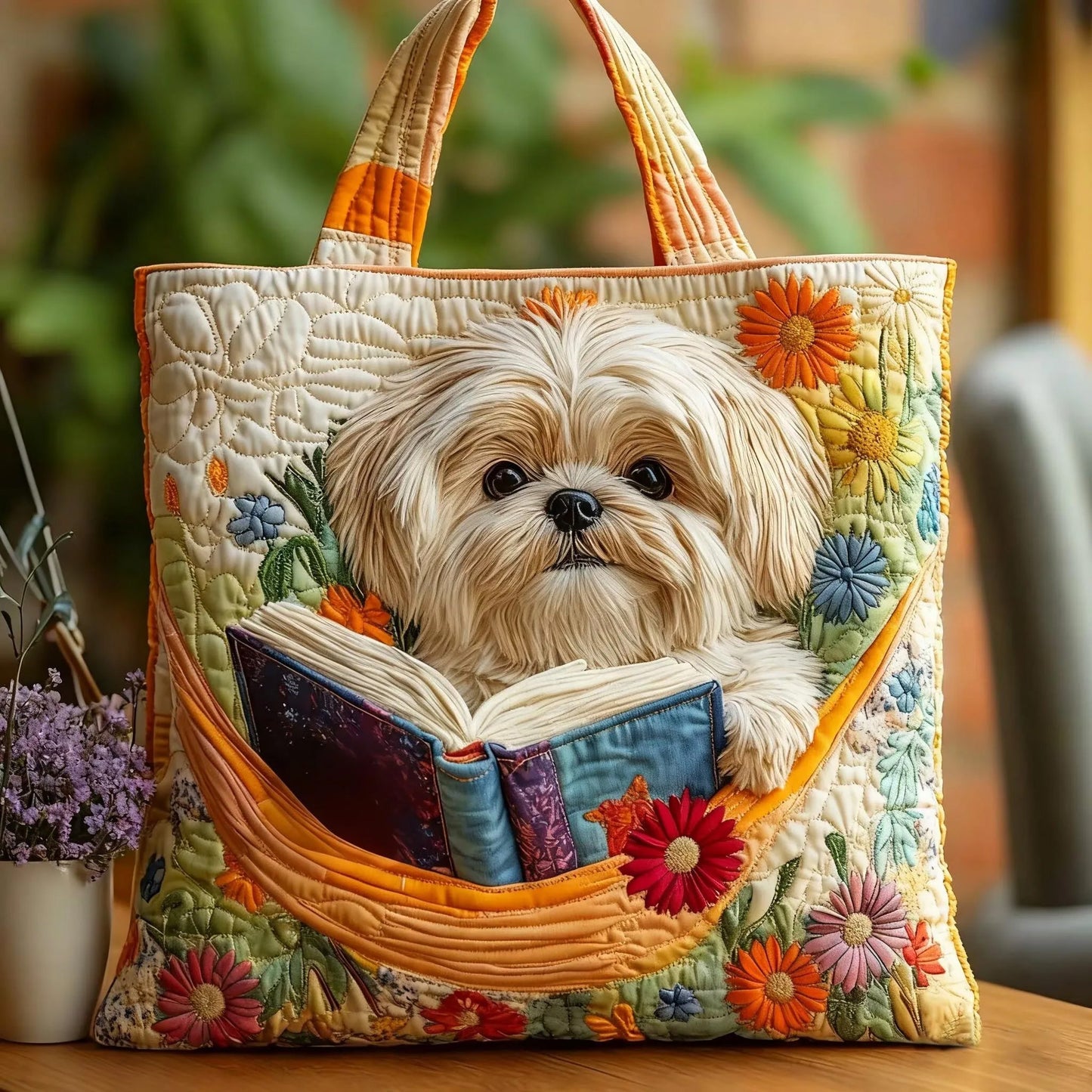 Book Shih Tzu Handmade Tote Bag