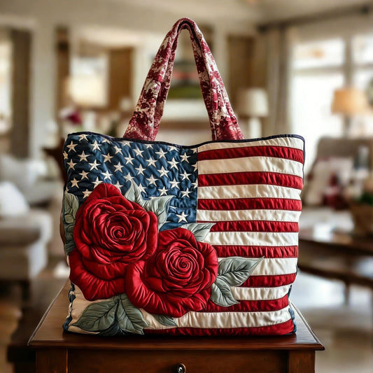 Patriotic Flower Handmade Tote Bag