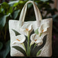 White Calla Lily Handmade Tote Bag