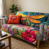 Blossom Symphony Dragonfly Quilted Sofa Cover