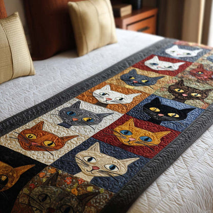 Cartoon Cats Quilted Bed Runner