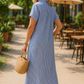 Women’s Striped Button-Down Midi Shirt Dress