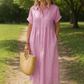 Women’s Striped Button-Down Midi Shirt Dress