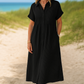 Women’s Striped Button-Down Midi Shirt Dress