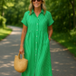 Women’s Striped Button-Down Midi Shirt Dress