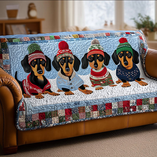 Chilly Dachshund Lane Quilted Sofa Cover