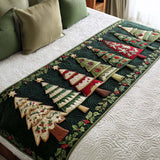 Christmas Tree Quilted Bed Runner