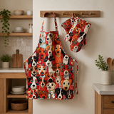 Love Dogs Quilted Apron Set (2-Piece) – Padded Apron + Heat-Resistant Oven Mitts