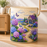 Hydrangea Cottage Floral Farmhouse Quilted Laundry Basket