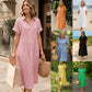 Women’s Striped Button-Down Midi Shirt Dress