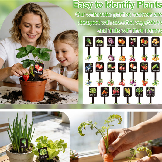 Garden Markers Watercolor Plant Label Signs Stake Tags