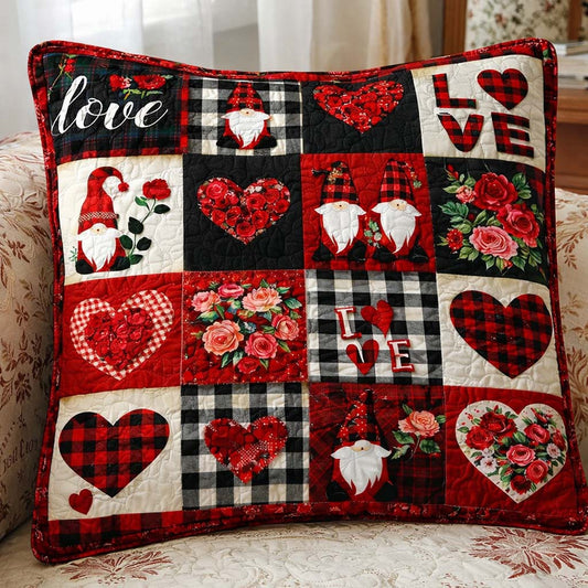 Gnome Love Quilted Pillowcase