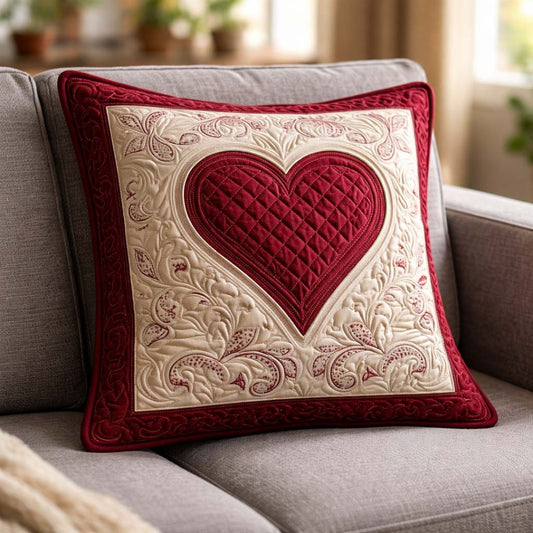 Crimson Heartloom Quilted Pillowcase