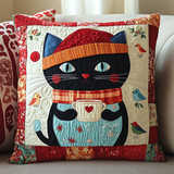 Holiday Chilling Kitty Quilted Pillowcase