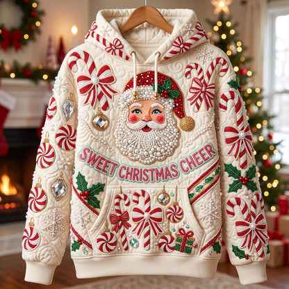 Christmas Cheer Quilted Casual Hoodie