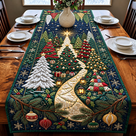 Forest Christmas Tree Quilted Table Runner
