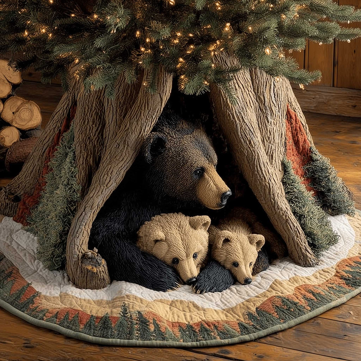 Wilderness Bear Quilted Tree Skirt