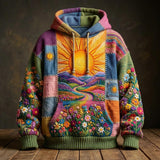 Sun Mountain Floral Quilted Casual Hoodie