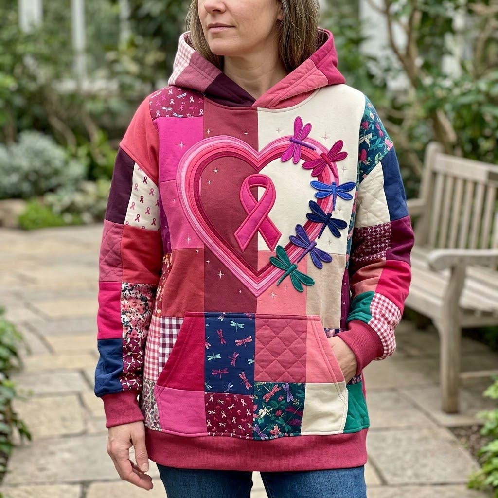 In October We Wear Pink Quilted Casual Hoodie