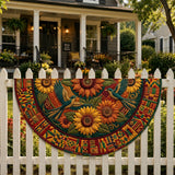 Sunflowers and Hummingbirds Quilted Fan Flag