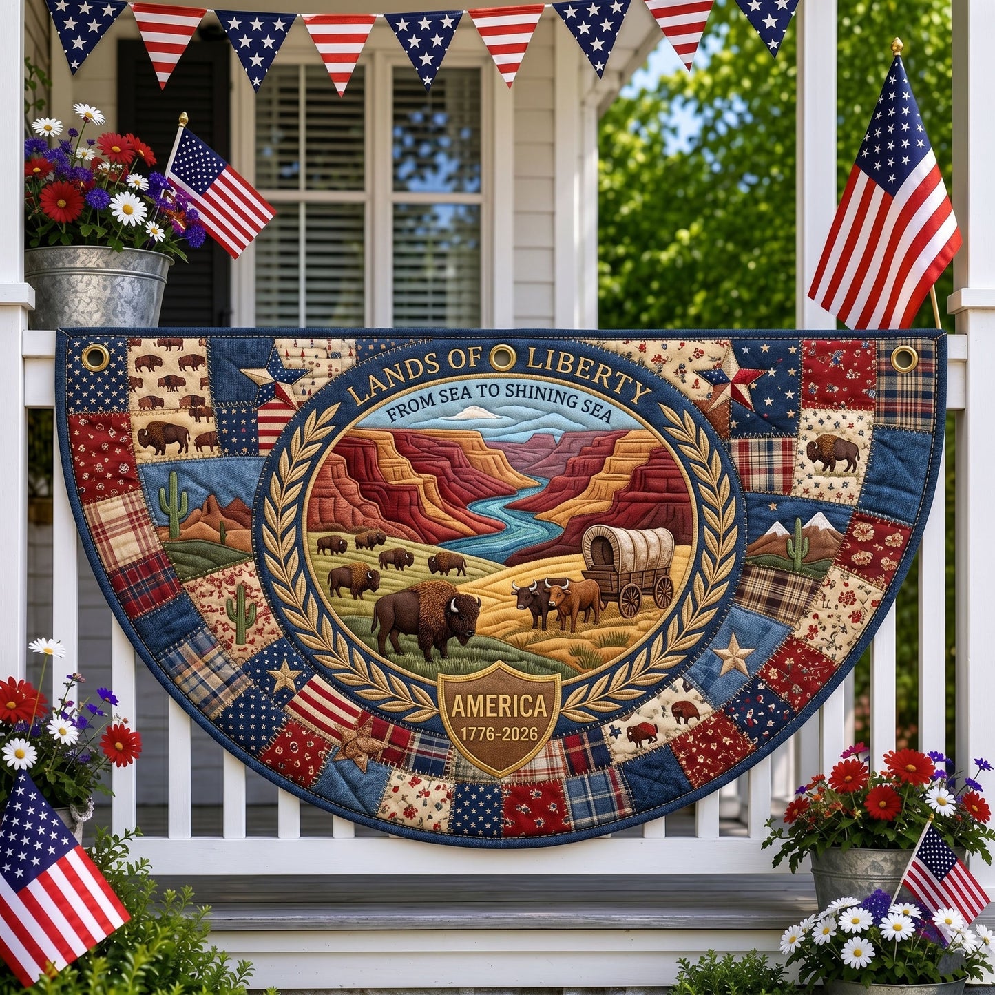 Lands Of Liberty Quilted Fan Flag