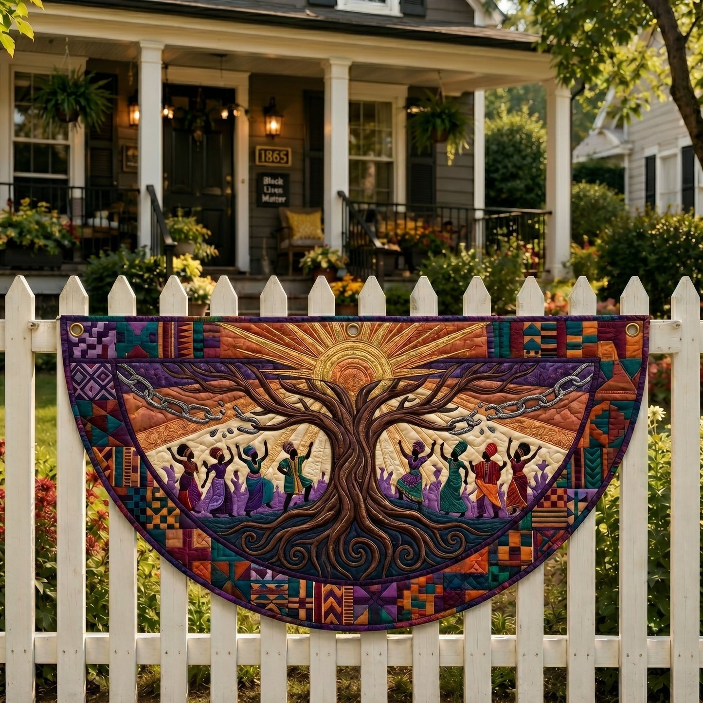 Juneteenth Pride Quilted Fan Flag