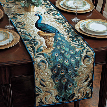 Majestic Peacock Quilted Table Runner