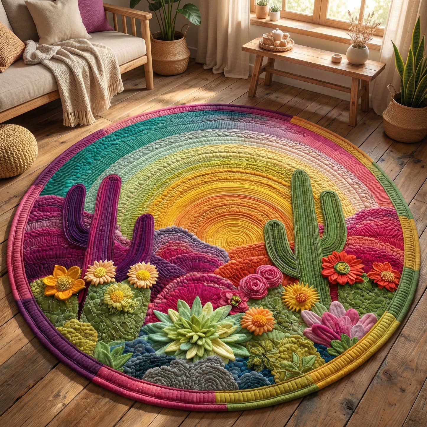 Blooming Desert Quilted Round Mat