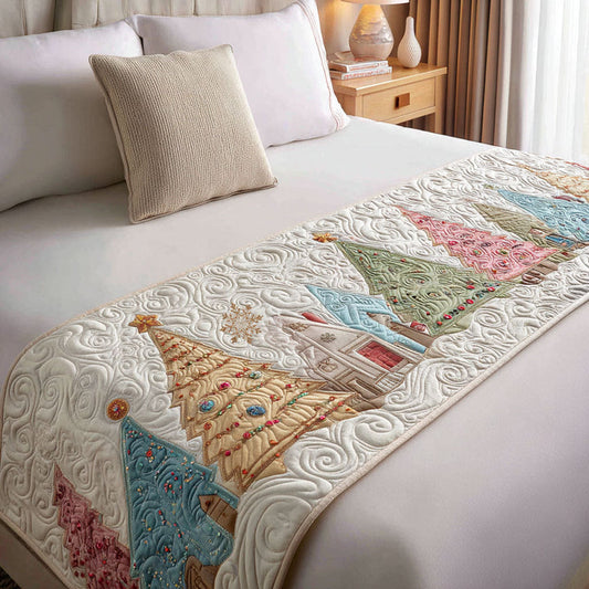 Golden Garland Tree Quilted Bed Runner