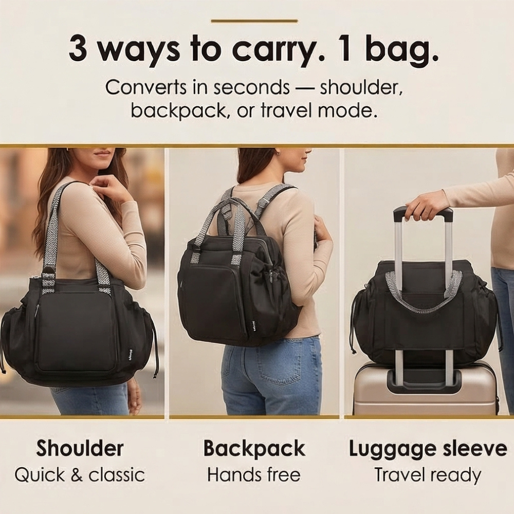 Large Expandable Convertible Travel Tote Bag