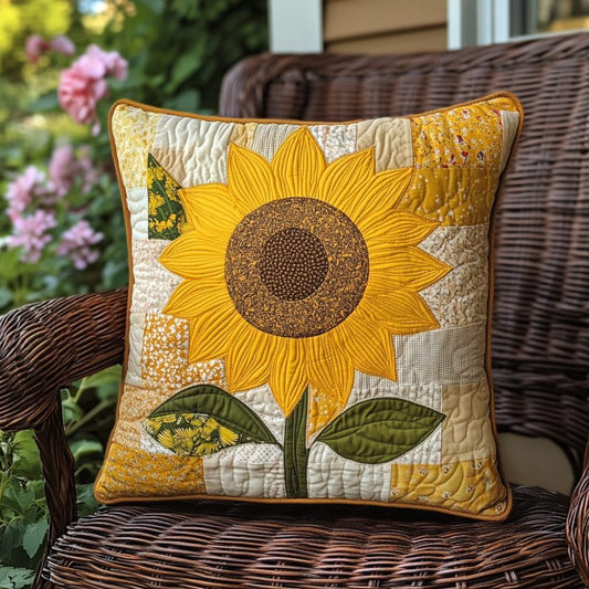 Adorable Sunflower Quilted Pillowcase